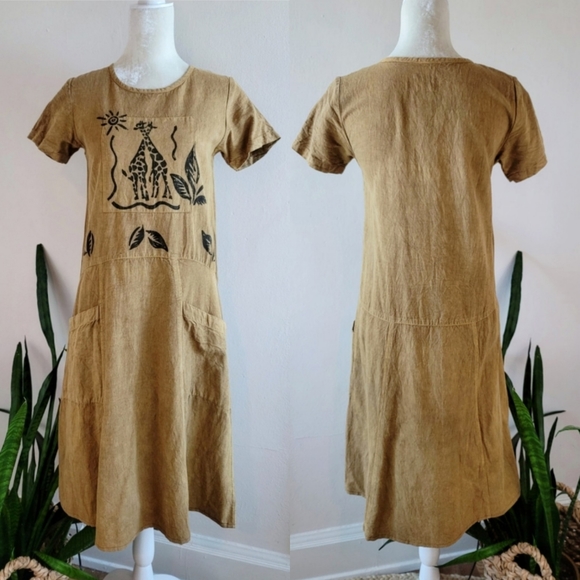Vintage Dresses & Skirts - SOLD ❌️ 🎉HP VTG 90s R.J. & Co. Linen Blend Safari Dress